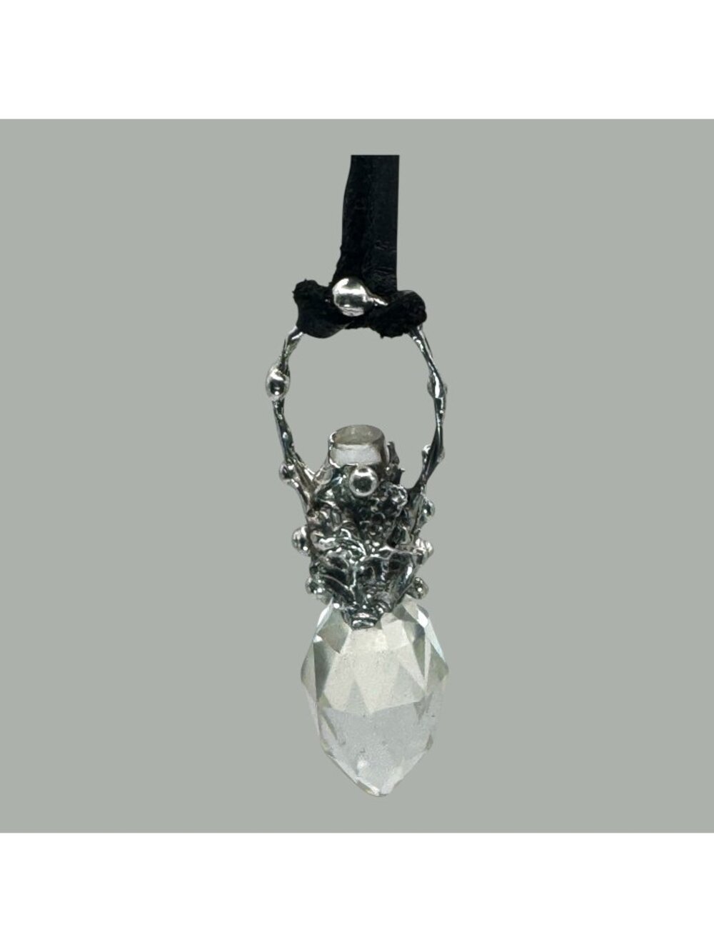 Crystal Perfume Bottle Topper Pendant | Leather Cord Necklace | Alma Antigua - Picture 11 of 14